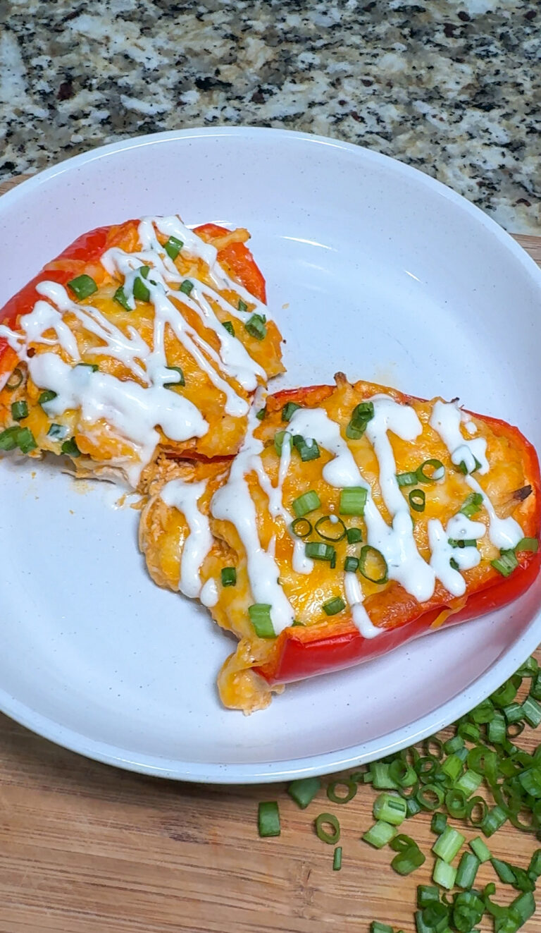 High Protein Buffalo Chicken Stuffed Peppers