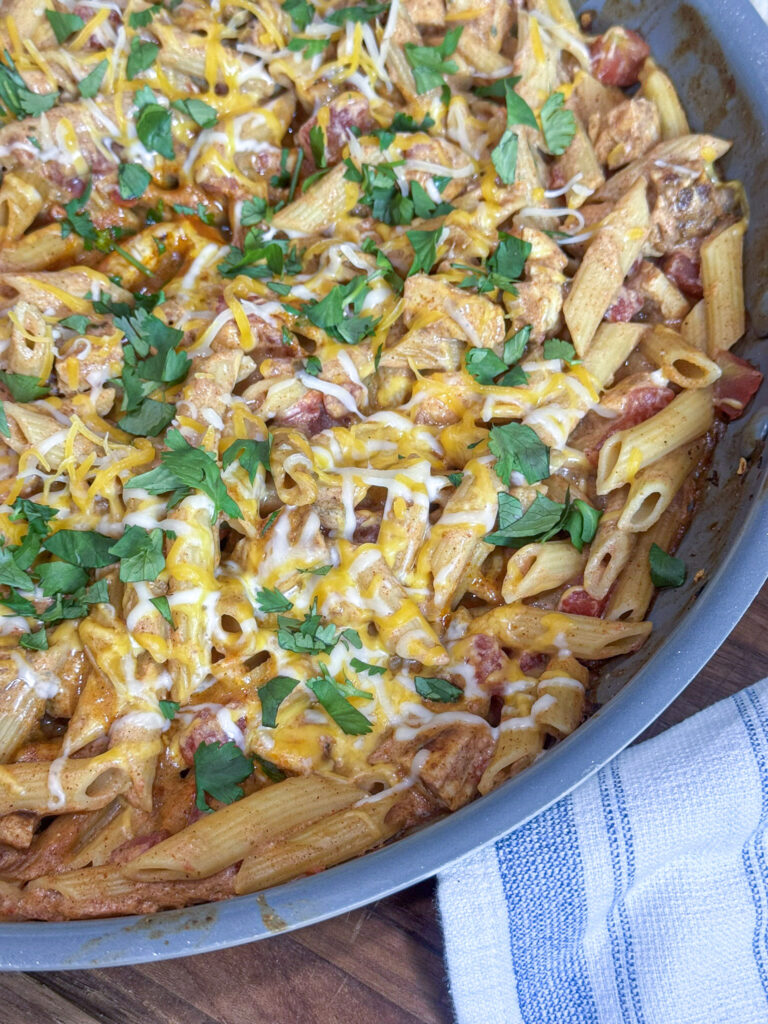 High Protein Chicken Enchilada Pasta